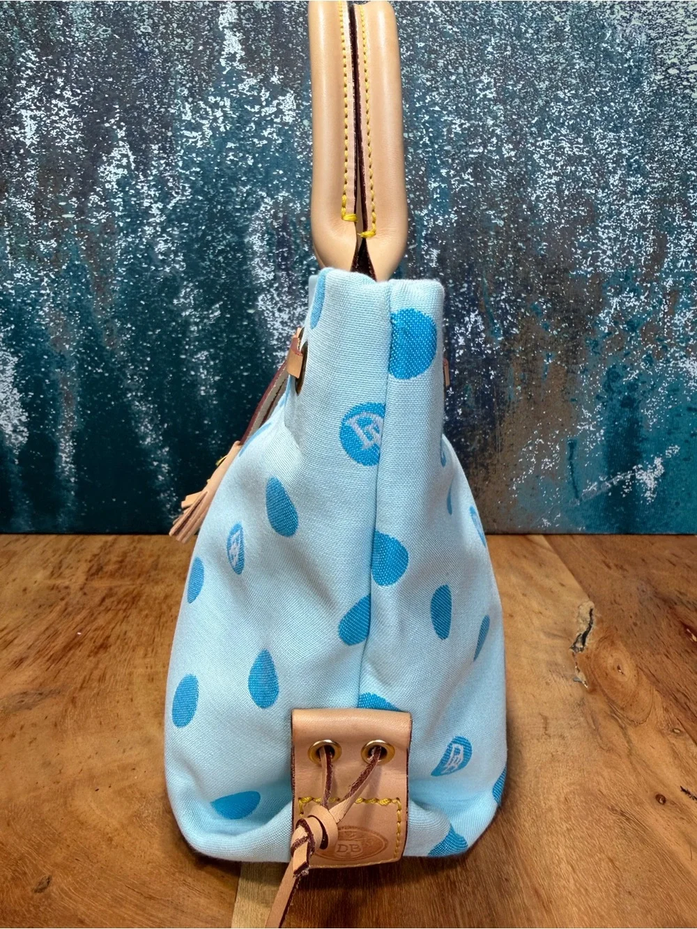 Dooney & Bourke Vintage Y2K Rare Colorway Polka Dot Tassel Satchel Tote
